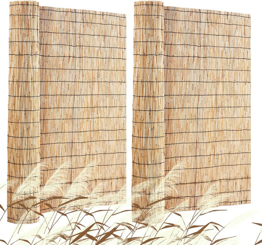 VEVOR Natural Reed Fencing, 4 ft x 16.4 ft, 2 Pack Reed Screen Curtain Balcony Reed Fence Roll for Outdoor Backyard Patio, Decorative Fence for Backyard Garden Fencing Divider, Privacy Screen Panel