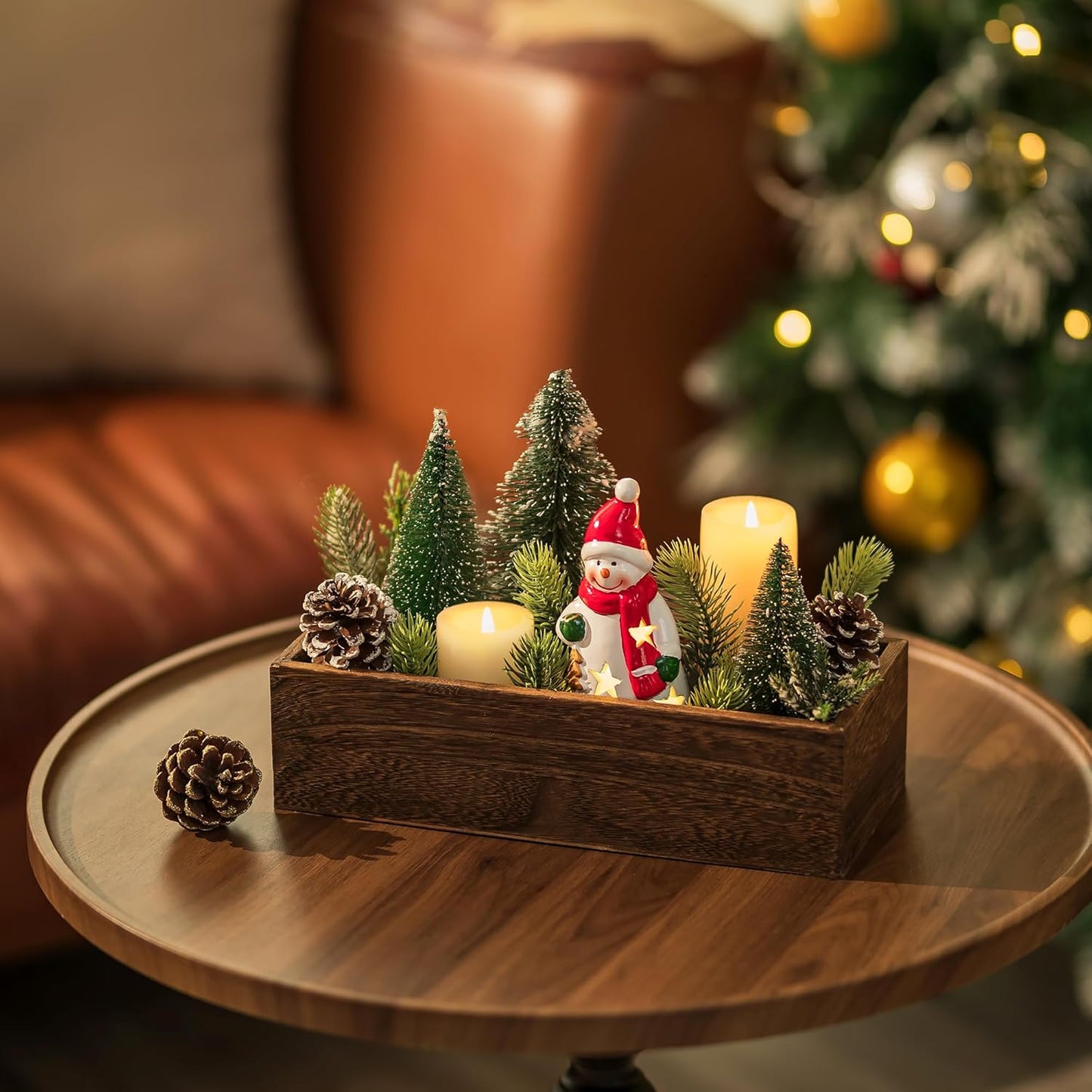 NUPTIO Wooden Box Centerpiece for Table: 2 Pcs 11.8" Long Wood Rectangle Planters - Farmhouse Flower Vase for Fall Wedding Dining Living Room Window Mantel Table Decor