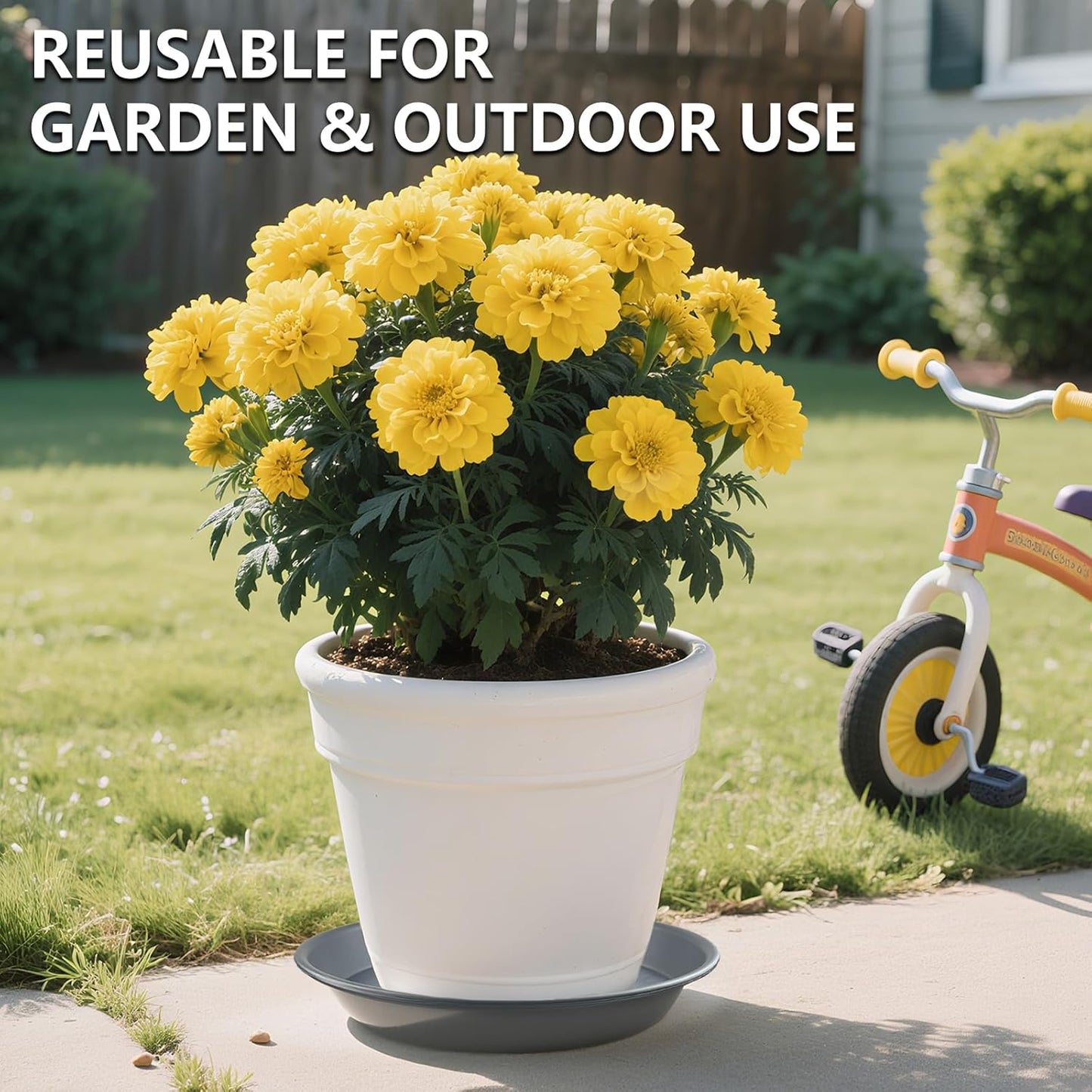 9 Pack Gray Plant Saucer Set, 3×8 inch 3×10 inch 3×12 inch Durable Heavy Duty Plastic Pot Trays, Large Planter Saucers Water Catcher Plates, Round Drip Trays for Indoor Outdoor Gardening