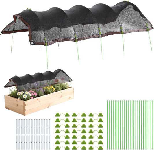 118"x78.7" Garden Shade Kit, 70% Garden Sun Shade Cloth with Hoops for Plants Heat Protection, Raised Garden Bed Shade Cover Plant Sun Shade for Outdoor Plants Vegetables