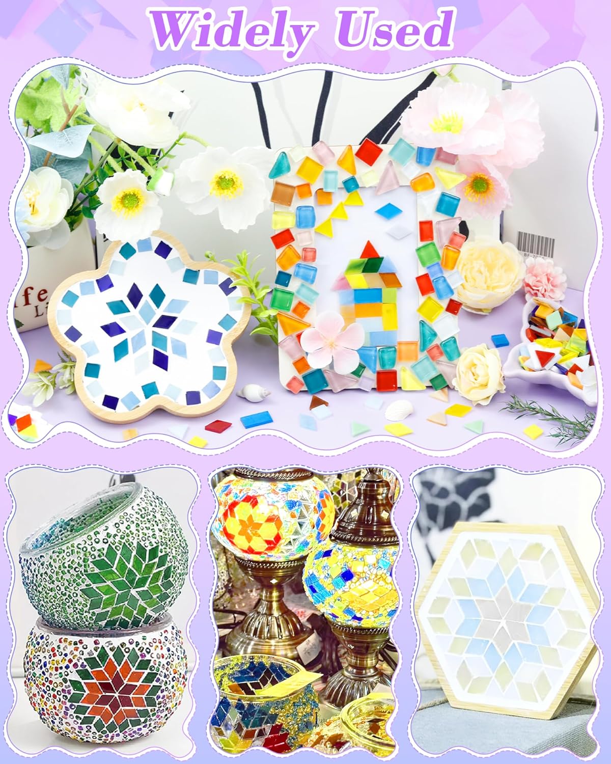 FIVEIZERO 260g Glass Mosaic Tiles for Crafts - 300 Pieces Tiny Mosaic Tile Kit, Irregular Pieces for DIY Craft Jewelry, Coaster Art & Mosaic Kits (Coffee)