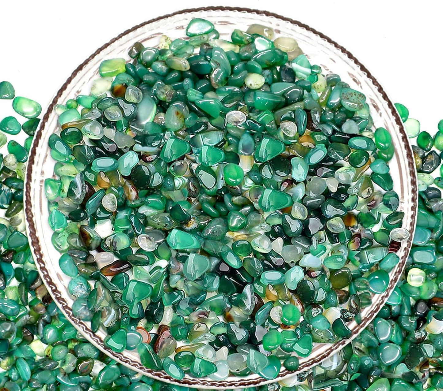 Halatool 2.2LB Natural Green Agate Stones for Aquarium Gravel & Fish Tank 0.35-0.6 Inch Decorative Pebbles for Succulent Rocks DIY Landscaping Indoor Plants Vase Fillers