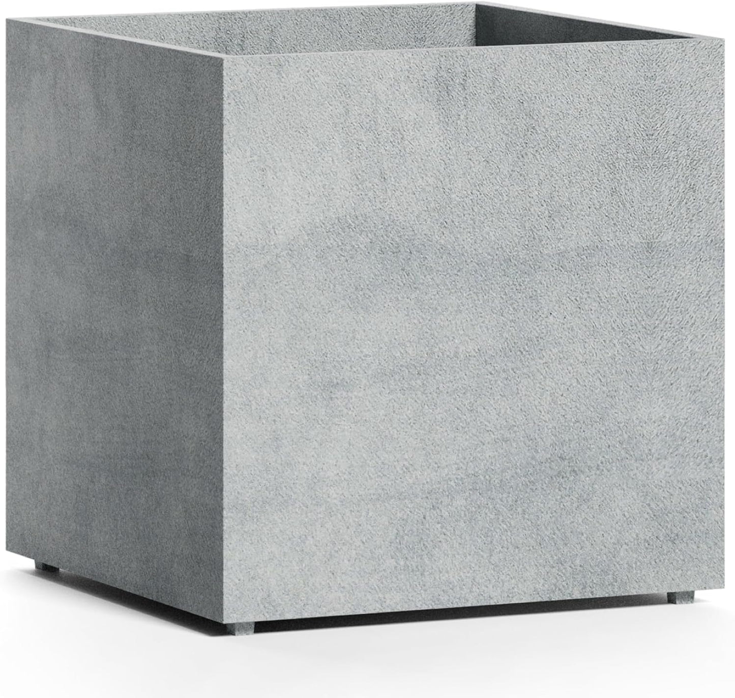 Reglito Cube Planter – Fiberglass Indoor/Outdoor and Weather-Resistant Large Planter (Concrete Stone, 23.6" L x 23.6" W x 24.2" H)