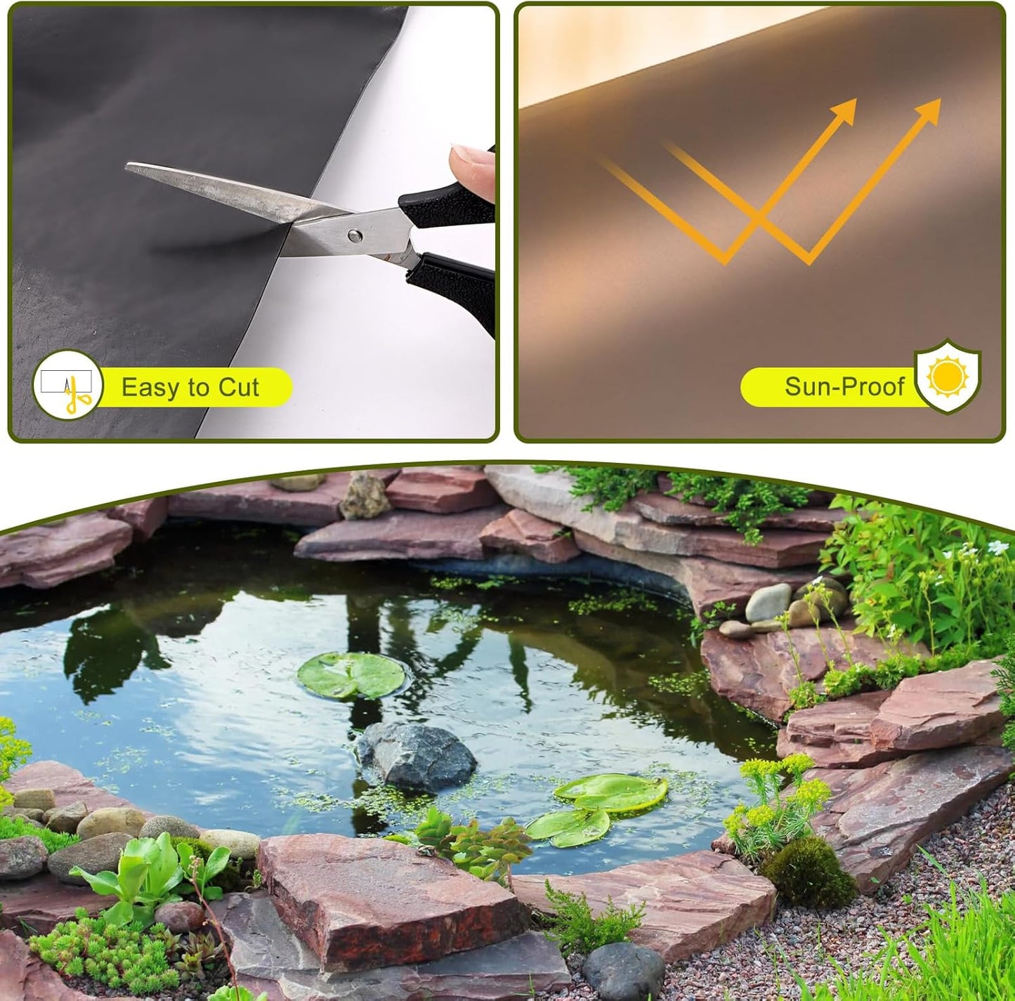20 x 30 FT Pond Liner, 20 Mil Pond Liners for Outdoor Ponds, HDPE Pond Liner Easy Cutting Puncture Resistant, Pond Liners for Water Garden Fountain Waterfall, Koi Fish Aquaculture Pond