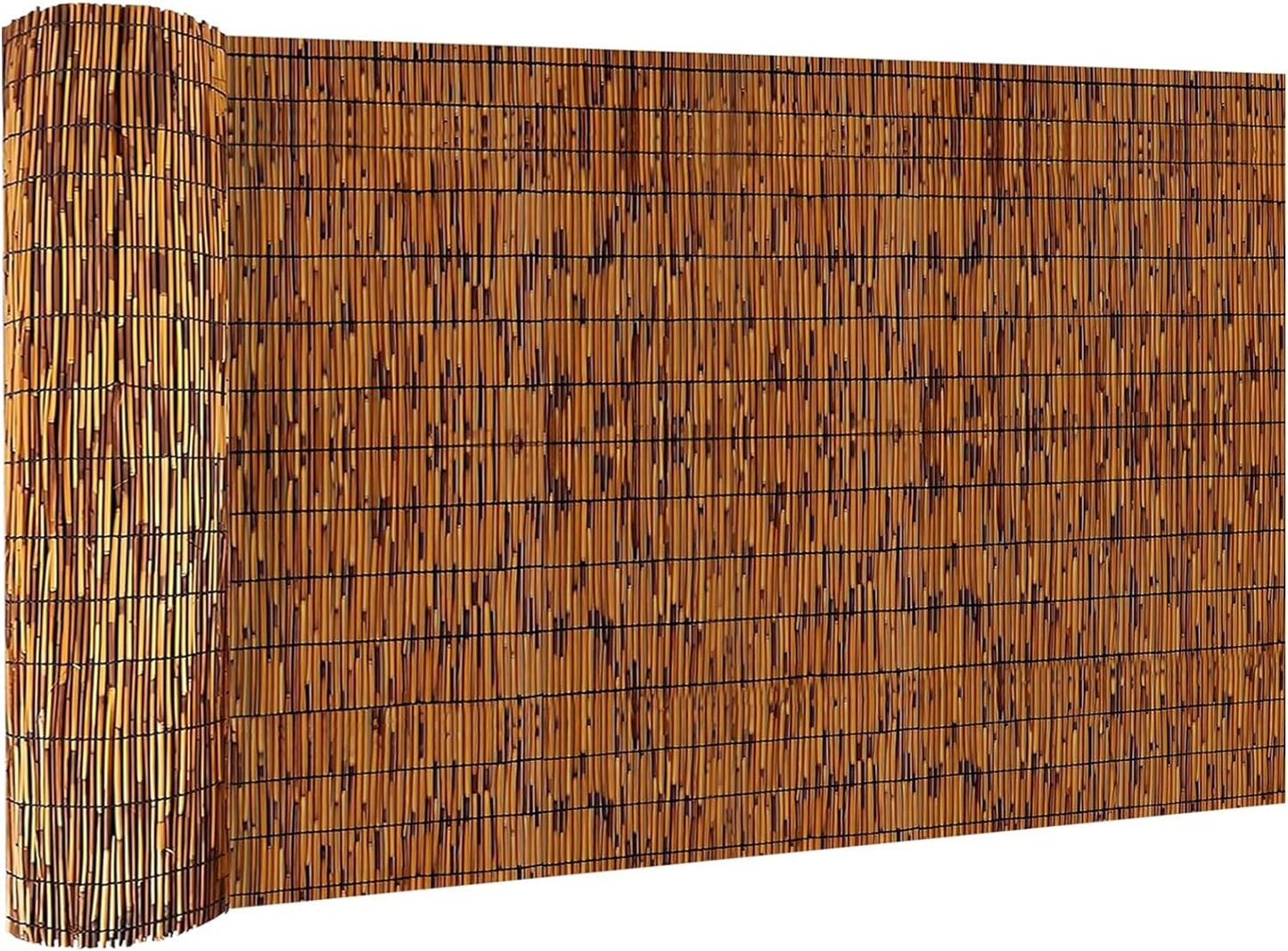 Bamboo Reed Fencing, Light Russet Bamboo Fence Rolls 6 Feet High, Decorative Privacy Screen Reed Curtains for Patio Balcony Garden Backyard Outdoor, 6 x 16 FT