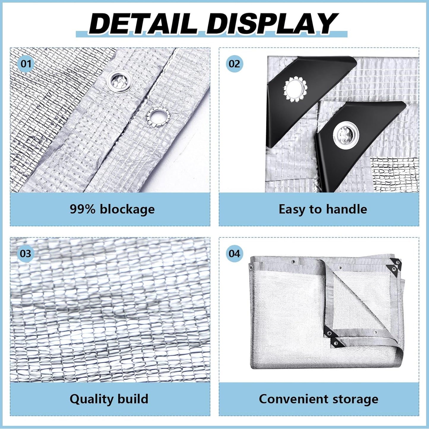 99% Aluminet Shade Cloth Reflective Tarp 3 x 6 ft Aluminium Cloth Porch Privacy Screen with Grommets for Car Garden Pergola Patio Sun Shade Kennel Cover Durable Mesh Canopy Cover Easy Setup