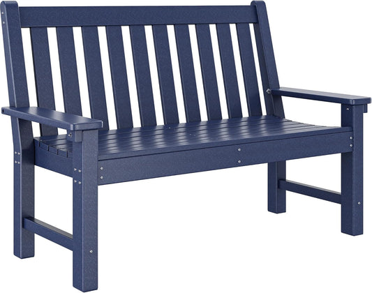 YITAHOME Garden Bench, All Weather Outdoor Bench for 2-3 Persons, Fade/Rot Resistance Patio Benches for Park, Porch, Patio & Backyard (Navy)