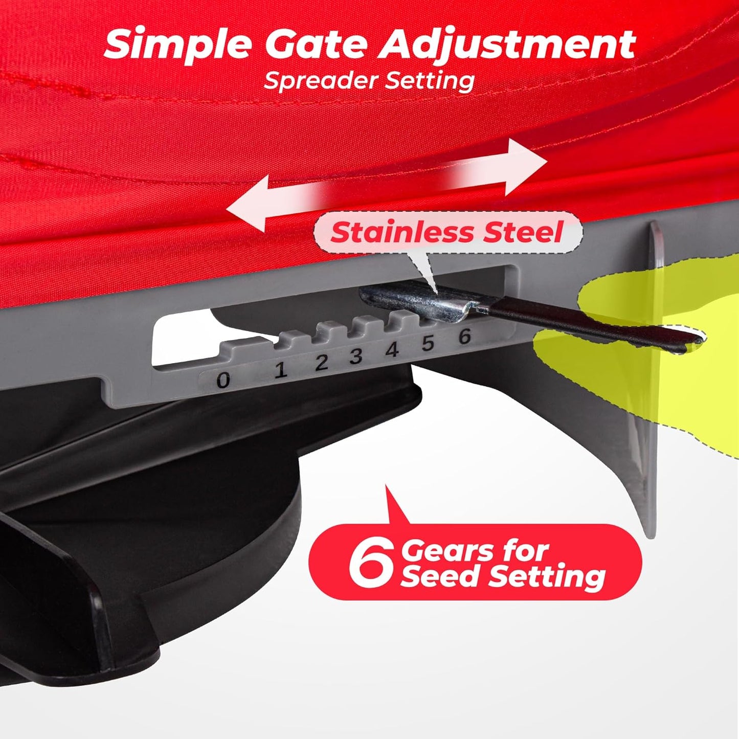 Walensee Handheld Seed Spreader with 25lb Bag, Frame Support, Flow Control, Enclosed Gears, Rear Baffle, Adjustable Strap & Goggles – Bag Seeder for Lawn and Garden, Red