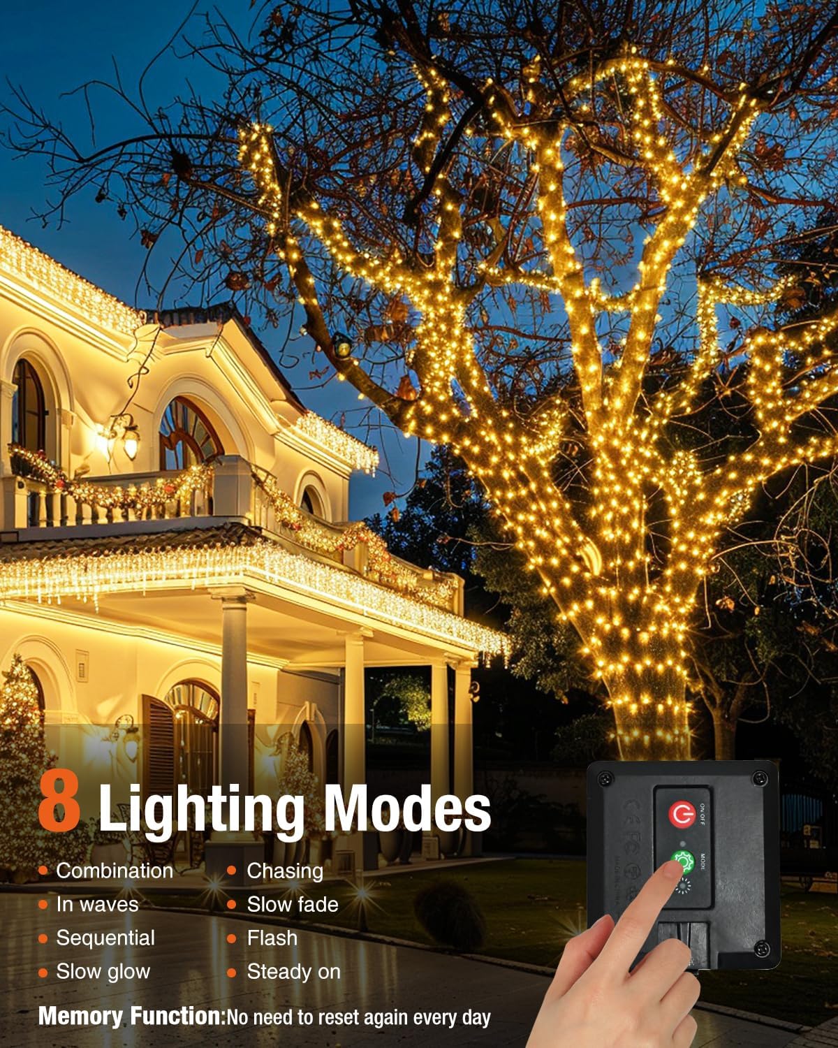 3 Pack Solar Fairy Lights for Outside Waterproof, Total 147FT 450 LED Solar String Lights Outdoor 8 Modes Solar Twinkle Lights for Garden Yard Christmas Tree Wedding Party Decor, Warm White