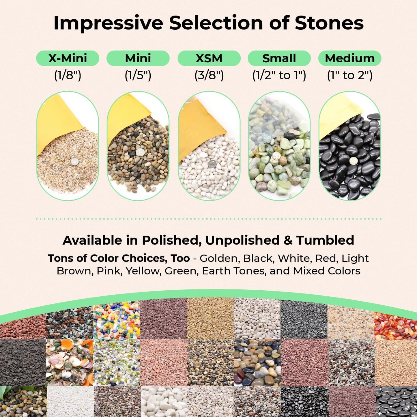 White Rocks. Decorative Pebbles. 1/5 Inch 10 lbs for Garden, Landscaping, Indoor, Vase Fillers, Crafting, Succulents, Pots, Plants (Mini, Tumbled)