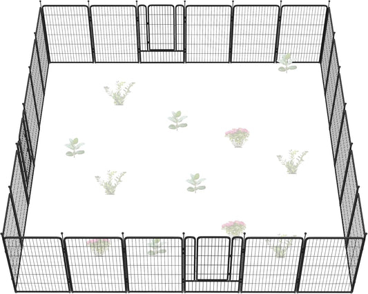 FXW Garden Fence Outdoor for The Yard – 45in(H) x 54.7ft(L) Heavy Duty Metal Animal Barrier for Dog and Rabbit, Decorative Dog Fence, 24 Panels, Black