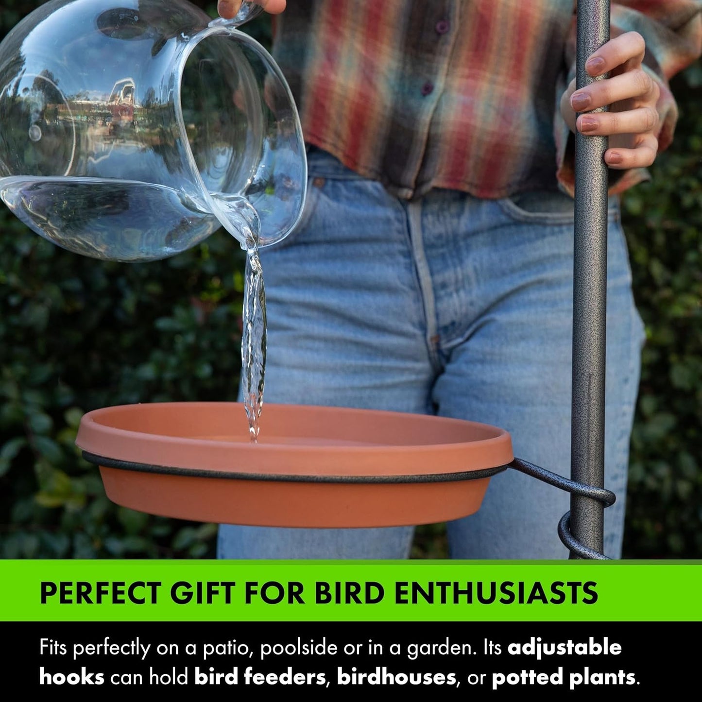 Yard Butler Yard Tree Bird Center - Durable Bird Feeder Holder & Hanging Plant Stand with 3 Hooks & Birdbath Ring - Beautiful Yard Decoration