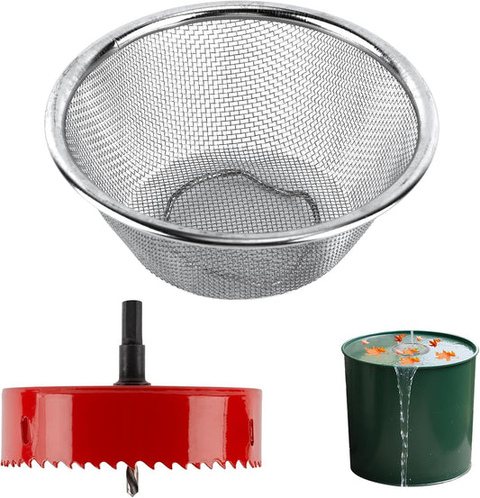 5" Rain Barrel Screen Filter with Hole Saw - Aluminum Mesh Cover DIY Kit for Rainwater Collection System (rain Barrel Diverter kit) (rain Barrel Diverter kit)