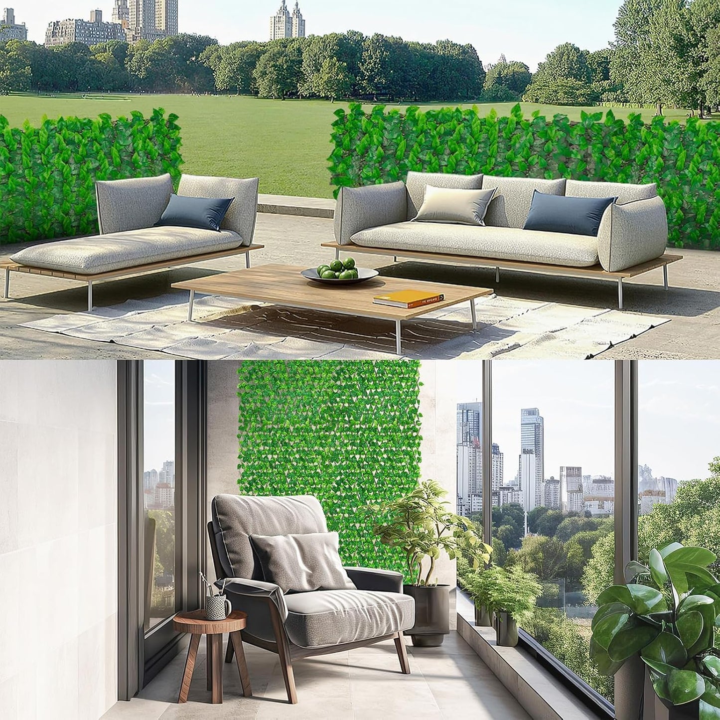 Artificial Ivy Fence, 80 in x 35 in Artificial Hedge Wall for Outdoor and Indoor, Ivy Vine Leaf Hedges Fence Panels for Patio, Balcony, Garden, Backyard Green Wall Decor, 4 Pieces