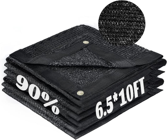 Cool Area 90% Sun Shade Cloth Mesh Tarp with Grommets for Plant Cover 6.5x10ft Patio Canopy Garden Pergola Blackhouse Car Barn Kennel Black