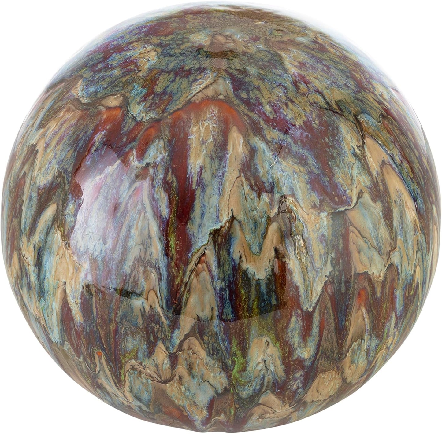 Alpine Corporation 10" Tall Indoor/Outdoor Glazed Ceramic Gazing Globe Yard Decoration