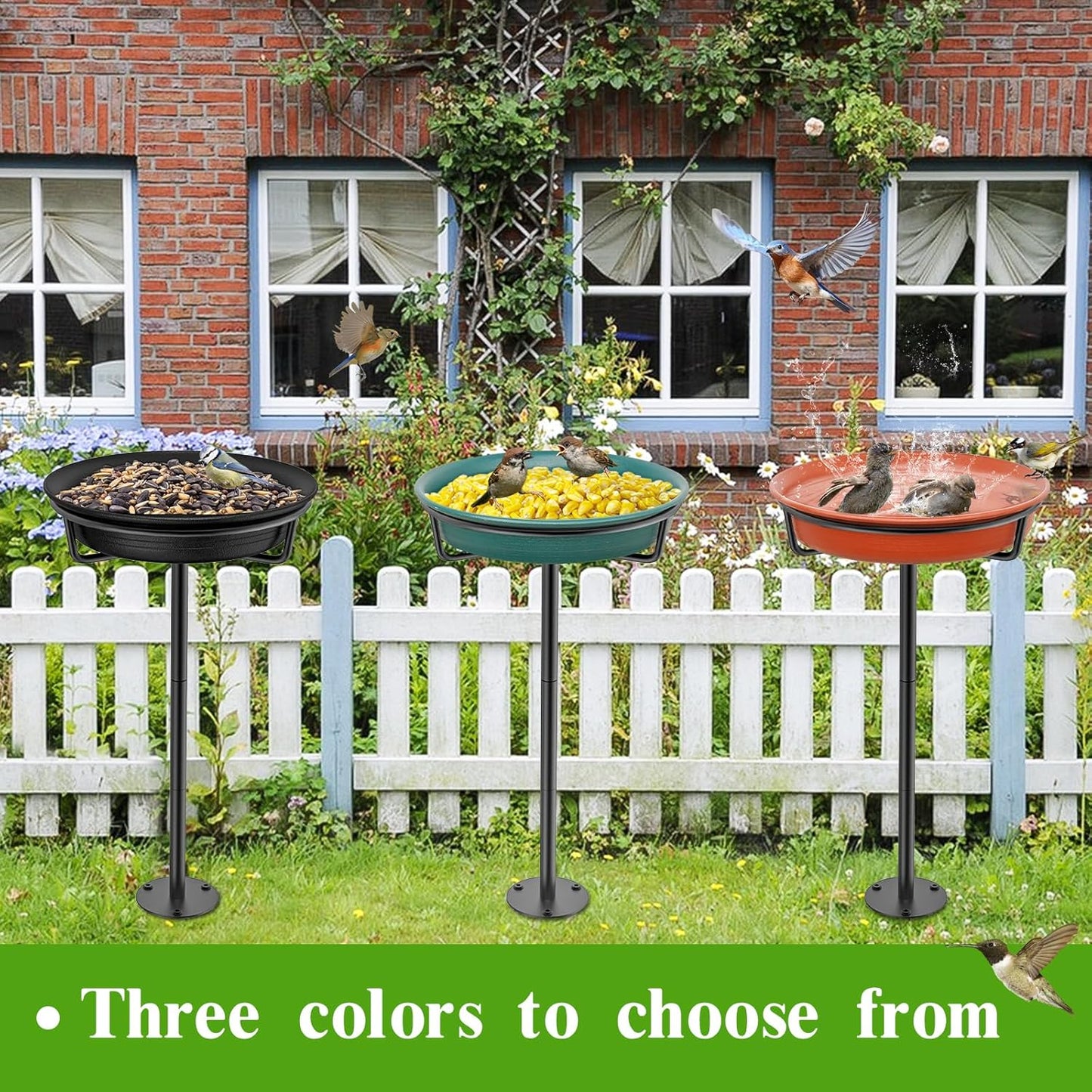 Bird Baths for Outdoors, Detachable Birdbaths for The Garden Clearance, Freestanding Bird Baths for Outdoors Heavy Duty, Bird Bath Bowl Spa & Birdfeeder with Metal Stake Stand (Brown)