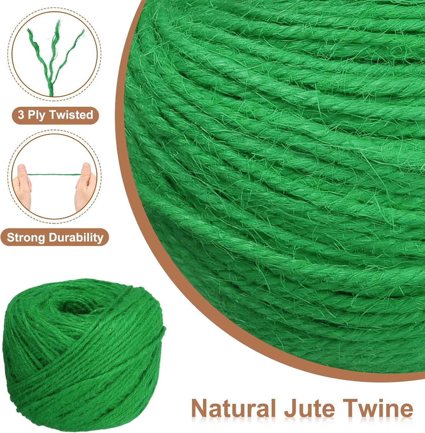 uxcell 328 Feet Natural Jute Twine String,2mm Thin Garden Twine Rope Colored Plant String Cord for DIY Art Crafts Gift Wrapping Decoration Packing Gardening Plant Hanger,Green