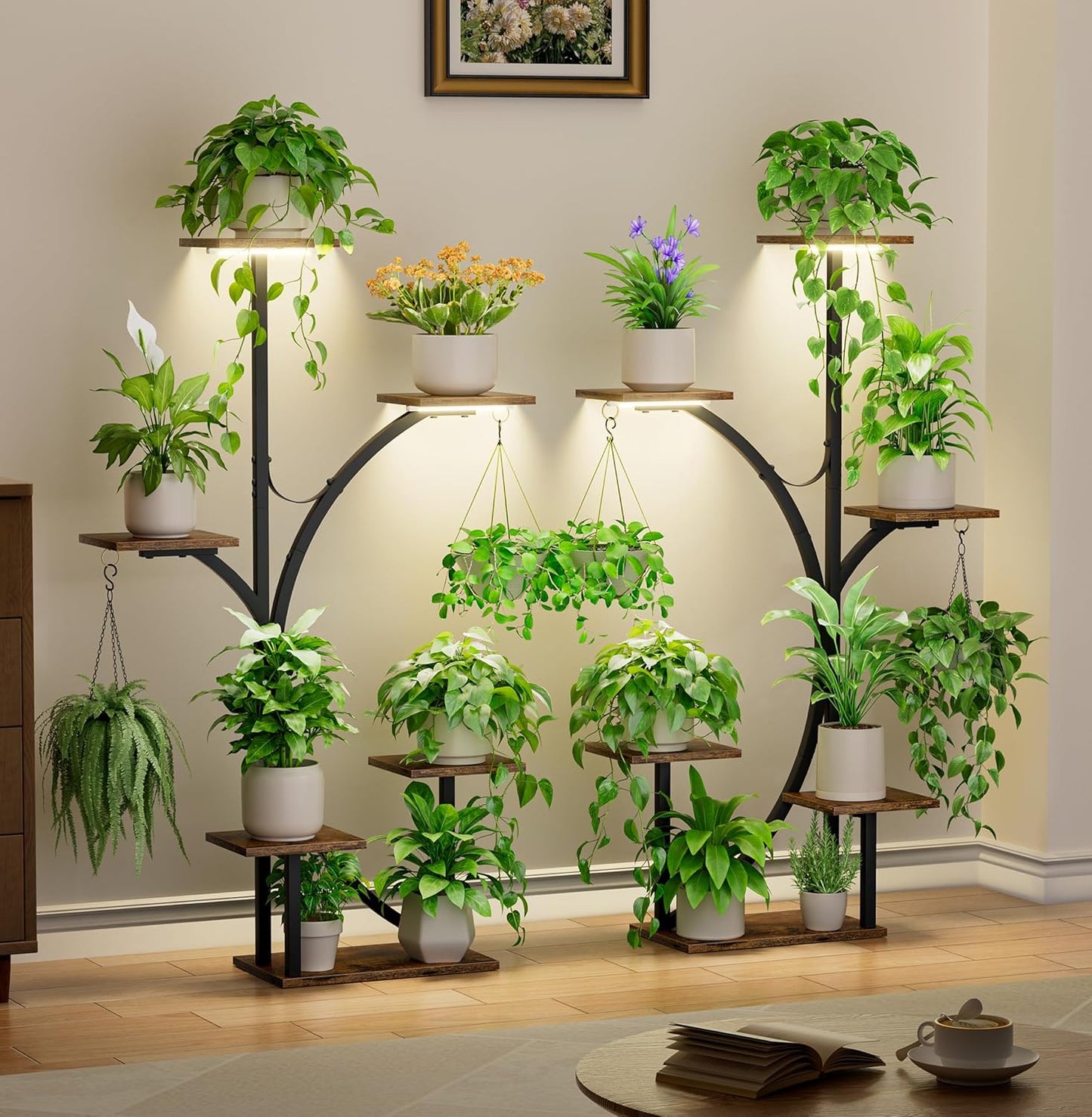Plant Stand Indoor with Grow Lights - 2 Pack Corner Plant Shelf, 6 Tiered 47'' Indoor Plant Stands for Multiple Plants, K-Shaped Plant Rack Display Holder, Flower Stands for Living Room Patio Home