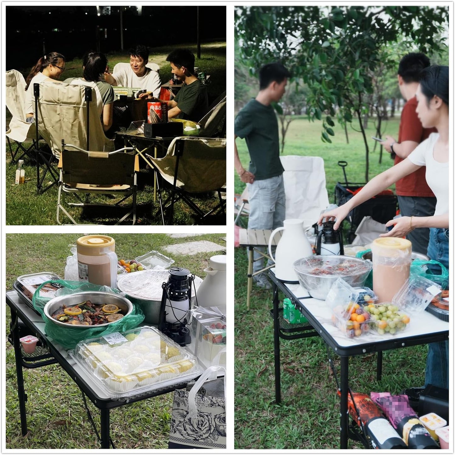 Titanker Folding Camping Table 3ft, Folding Picnic Table, Camp Tables Portable Foldable, 50% Extra Side Space, Outdoor Patio Table, Camping Essentials, Aluminum Light Solid, Silver