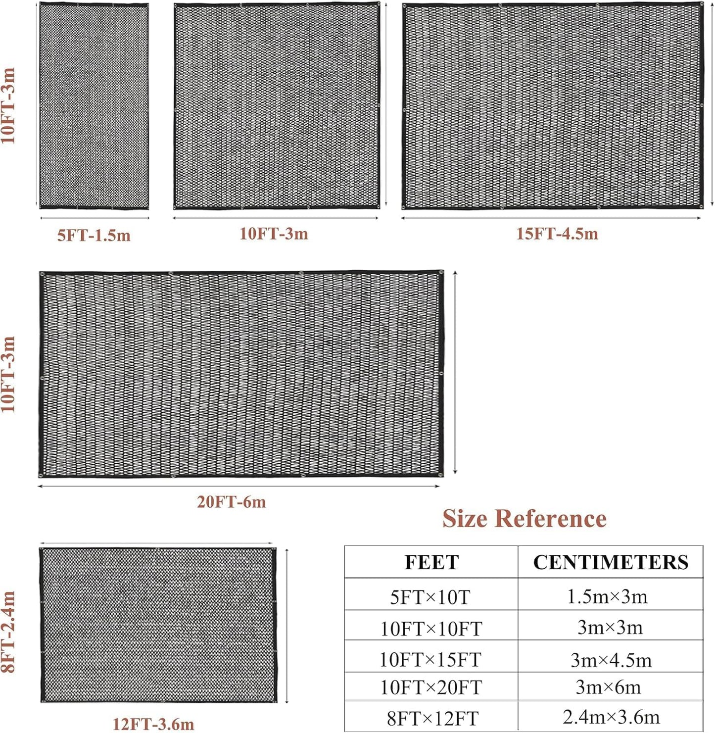 Garden expert 50% Black Shade Cloth 10x20FT Taped Edge with Grommets Sun Net Mesh for Garden Patio Backyard UV-Resistant