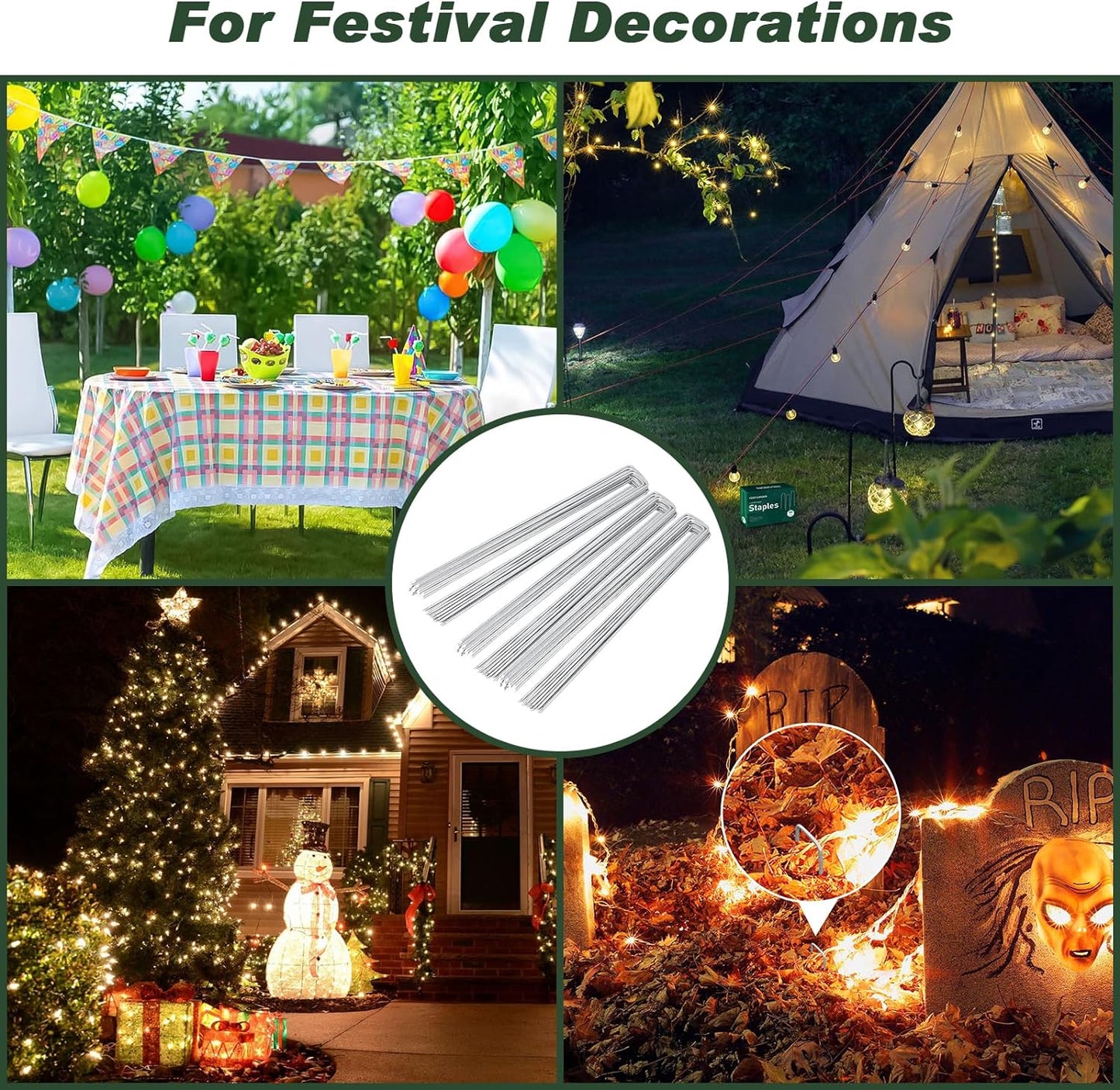 FEED GARDEN 12 Inch 100 Pack Galvanized Landscape Staples 11 Gauge Anti-Rust Garden Stakes Landscaping Fabric SOD Pins Yard Stakes for Weed Barrier Fabric