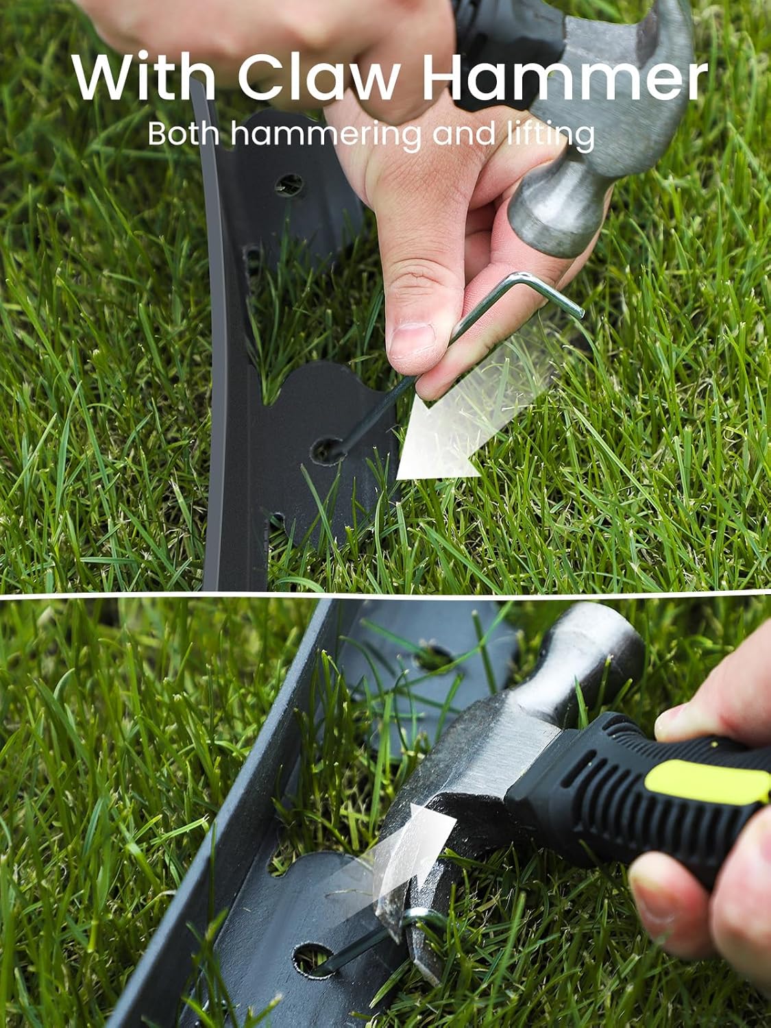 GROWNEER 66FT Landscape Edging Flexible 4 inch Tall Garden Border with 60pcs Galvanized Steel Anchoring Spikes and Hammer Lawn Edging Kit for Flower Bed, Pathway, Landscaping Project, Black