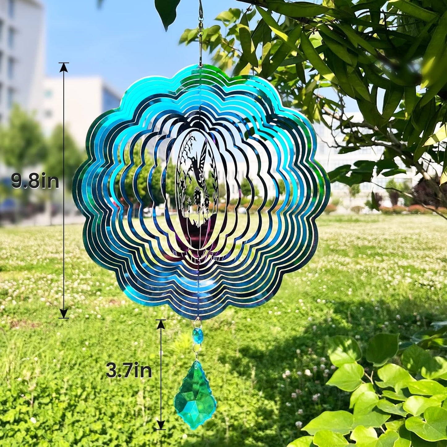 Wind Spinner, Hanging Wind Sculptures,Wind Spinners for Yard and Garden Decor,Yard Decorations Outdoor,Hanging Art Ornaments for Garden Yard Balcony Decor (Hummingbird)
