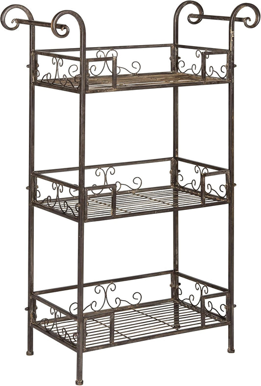 SAFAVIEH Outdoor Collection Noreen Antique White 3 Tier Shelf