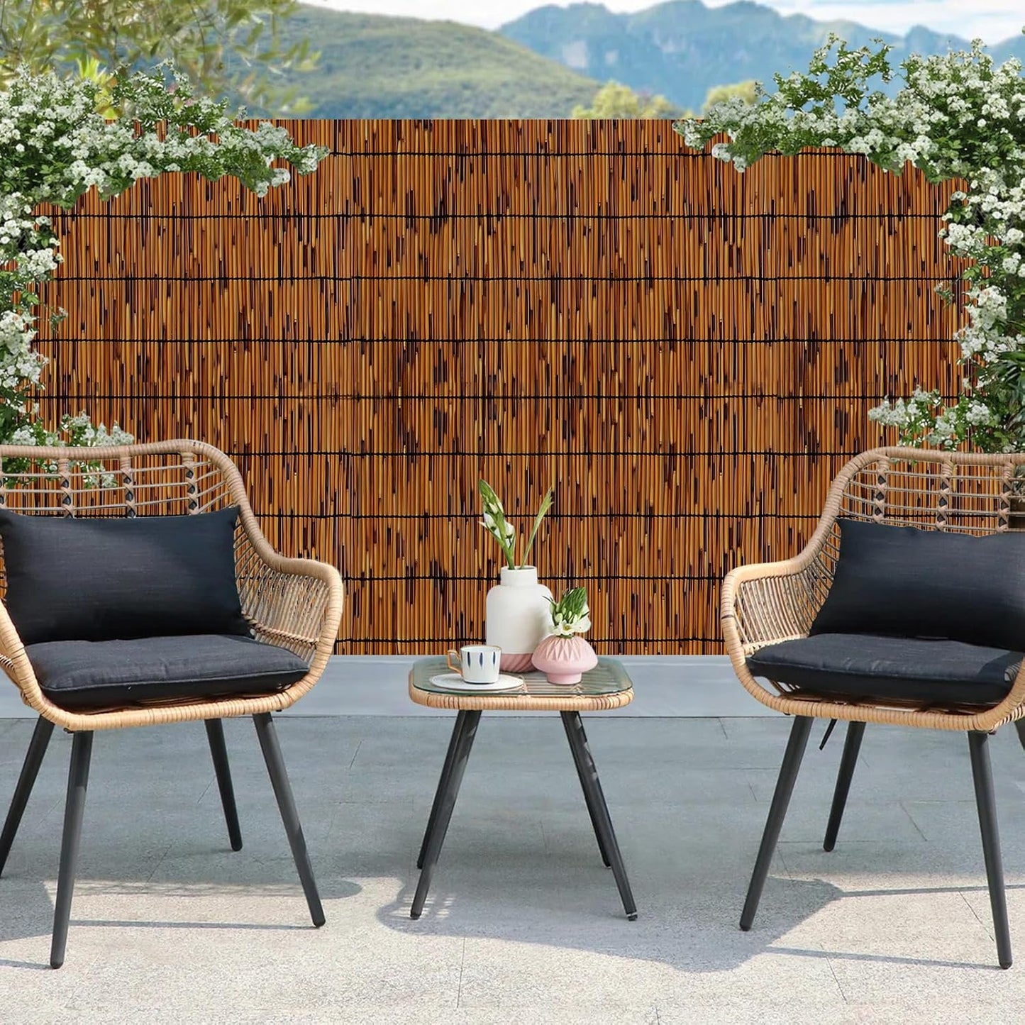 Natural Bamboo Reed Fence, 4FT x 16.4FT,Bamboo Privacy Screen for Garden, Decorative Fence for Outdoor Privacy Screening, Sun Blocking, Decorative Divider, Brown