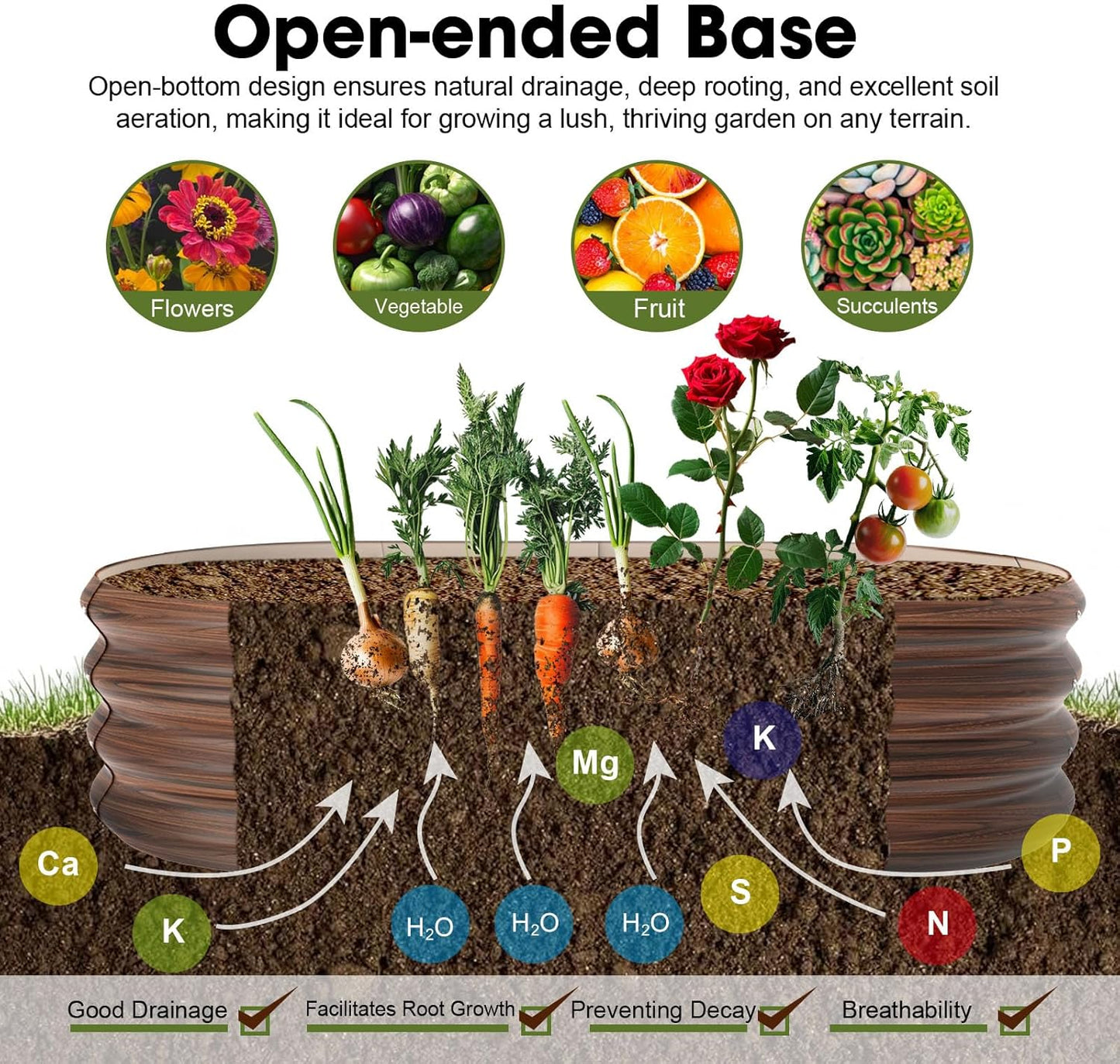 4x2x1ft Oval Galvanized Raised Garden Bed Outdoor 9-in-1 Large Metal Modular Planter Box Raised Beds for Gardening,Vegetables,Fruits,Flowers & Herbs (Brown)