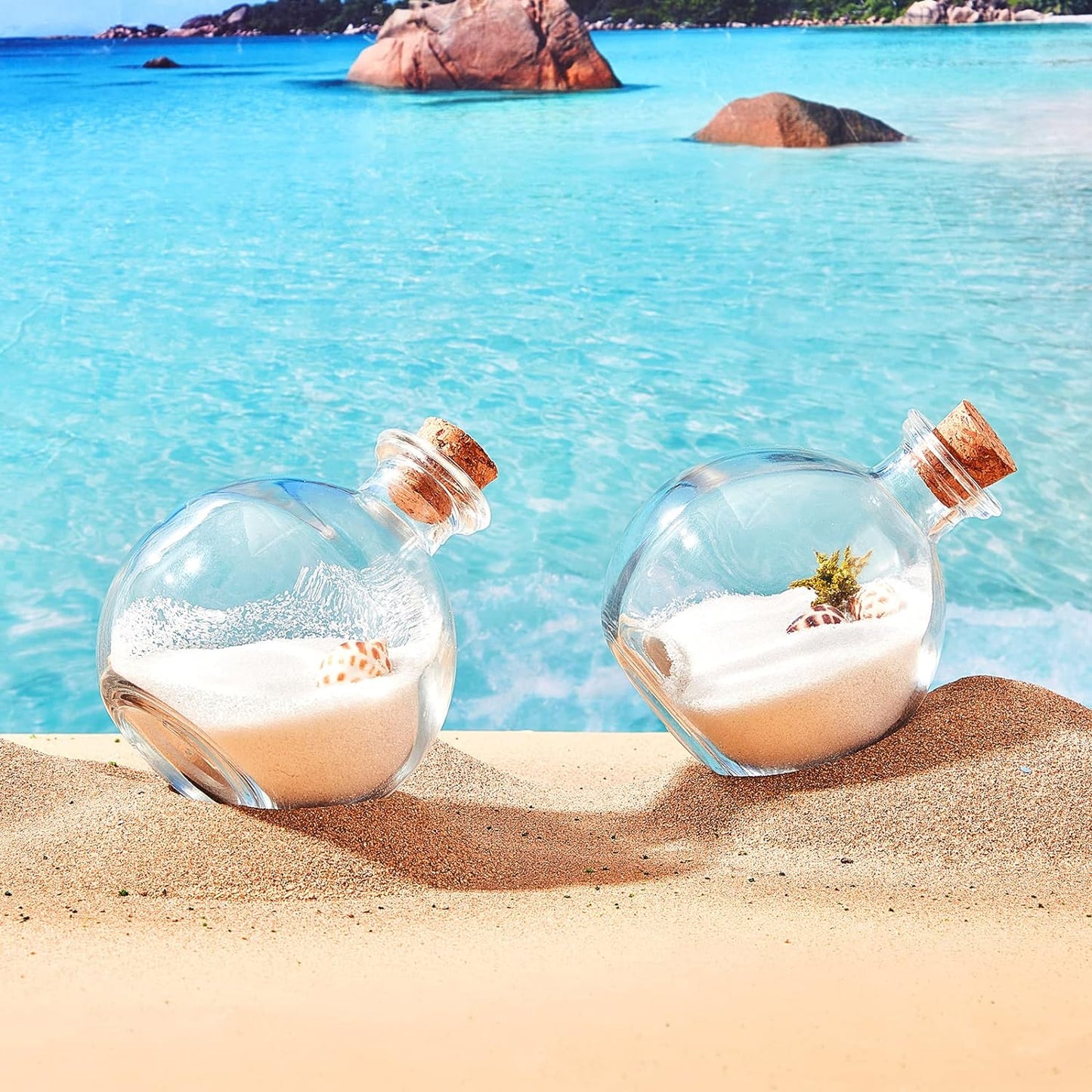 Tessco for you 12 Pcs Potion Bottles Round Glass Clear Potion Jars 8.5 oz Spherical Decorative Witch Bottles Wizard Stuff for Liquor Halloween Decoration DIY Art Crafts Gift (Classic)