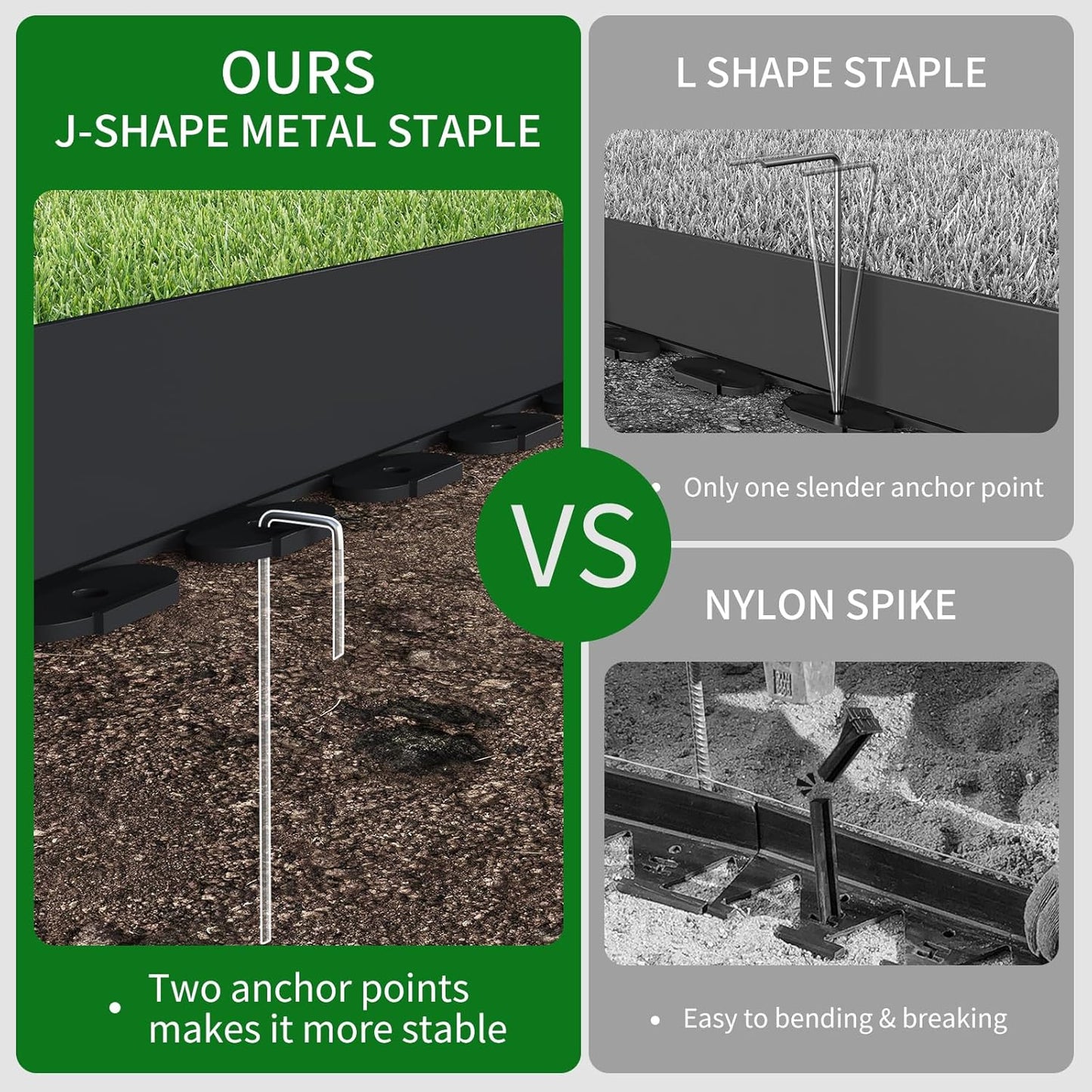 102FT Landscape Edging 2 in Tall with 110 Spikes, Garden Edging Border and 1 Hammer, Plastic Landscape Edging Border Lawn Edging for Landscaping, Flower Beds, Yard