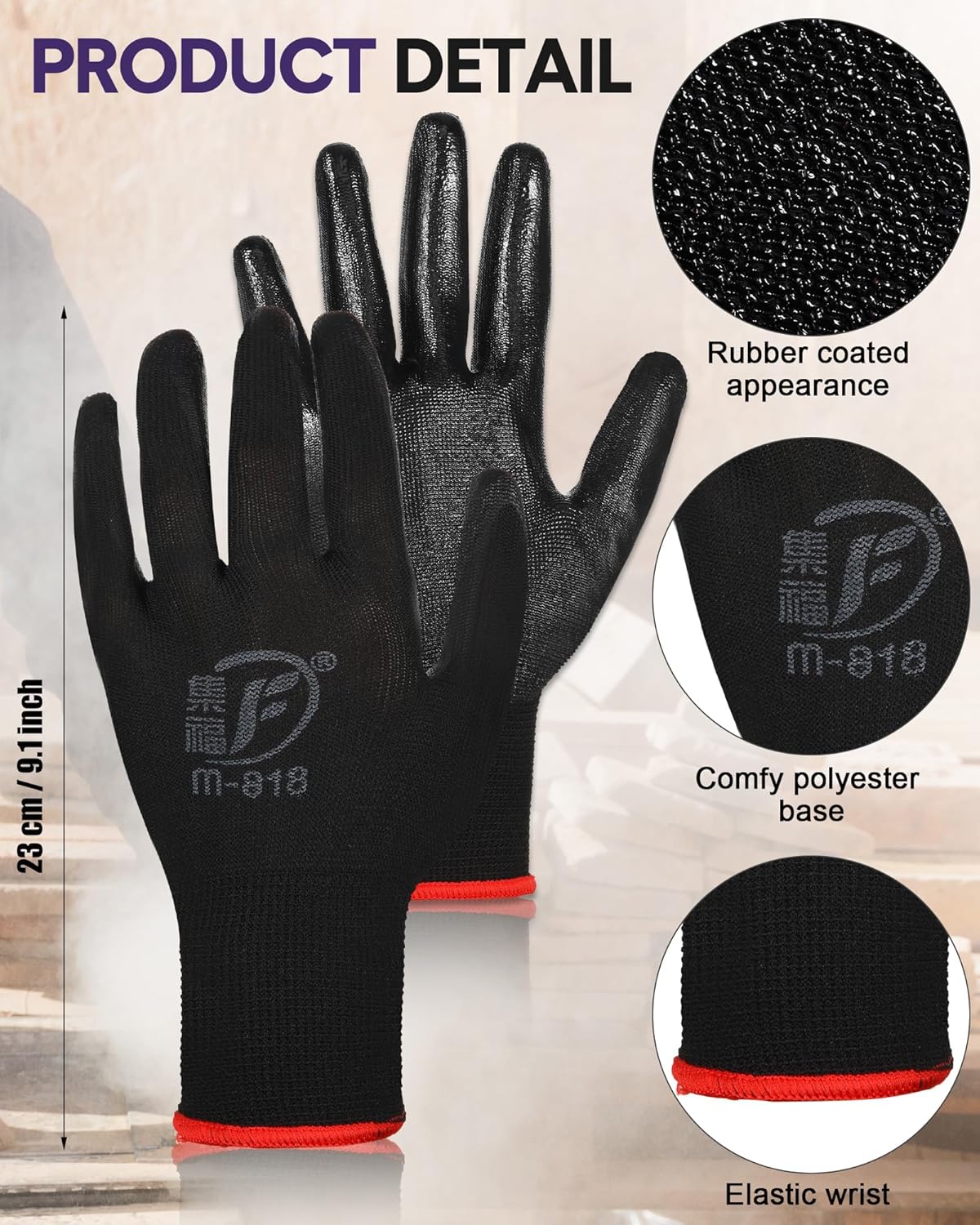 Nuogo 48 Pairs Gardening Gloves for Men Women Rubber Coated Safety Work Gloves Bulk for Gardening Construction Work