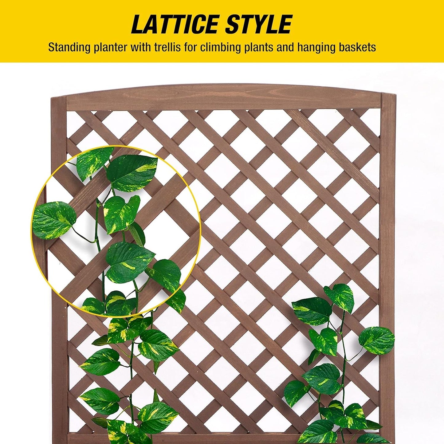 Garden Planter Box with Trellis Raised Garden Bed Outdoor for Climbing Plants, Flowers, High Capacity