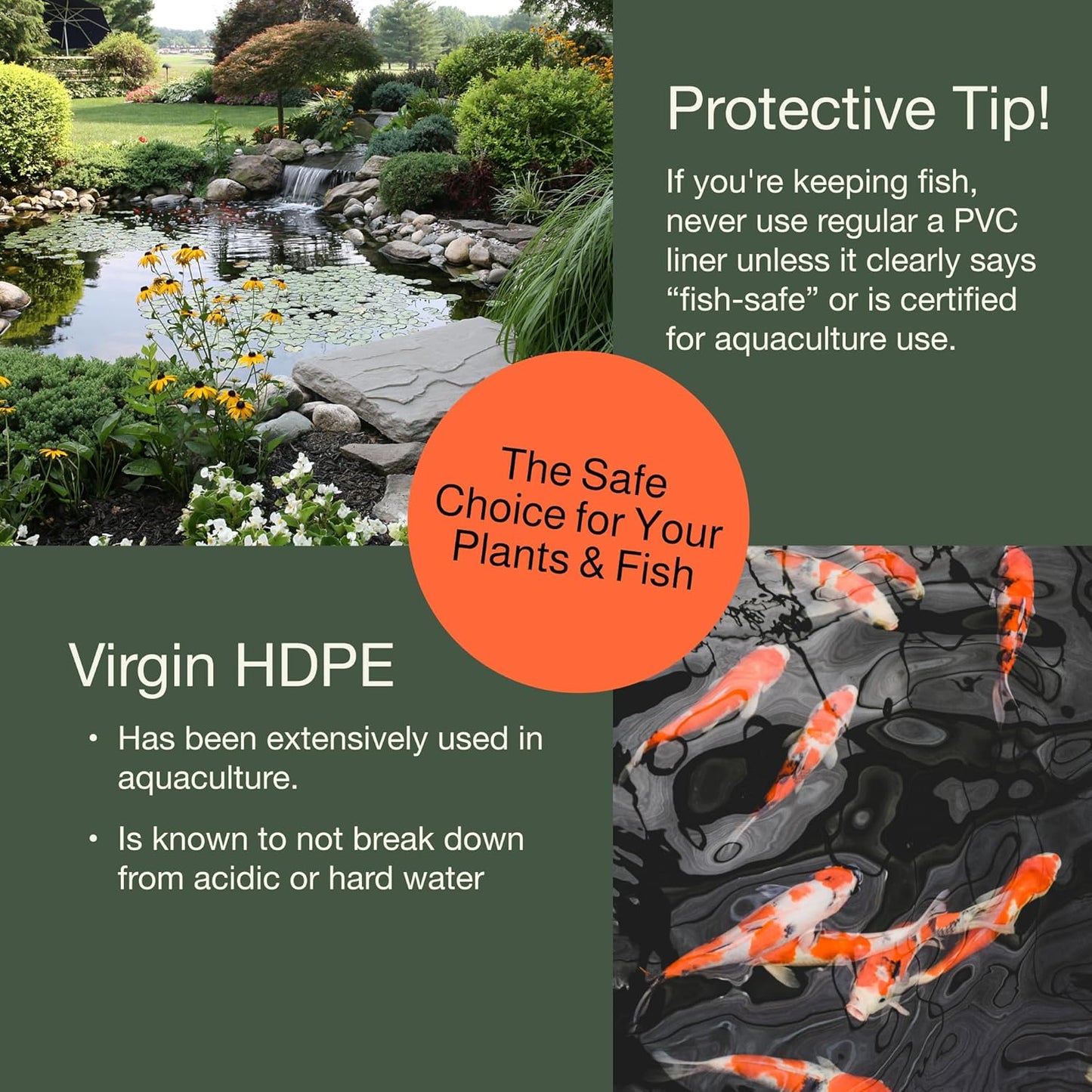 MaPorch HDPE Pond Liner - 20 ft x 30 ft, 20 Mil, Black - Tear-Resistant & UV-Resistant for Outdoor Waterfall - DIY Setup for Pond Fountain & Pool Liner - Fish & Plant Safe for Water Fountain