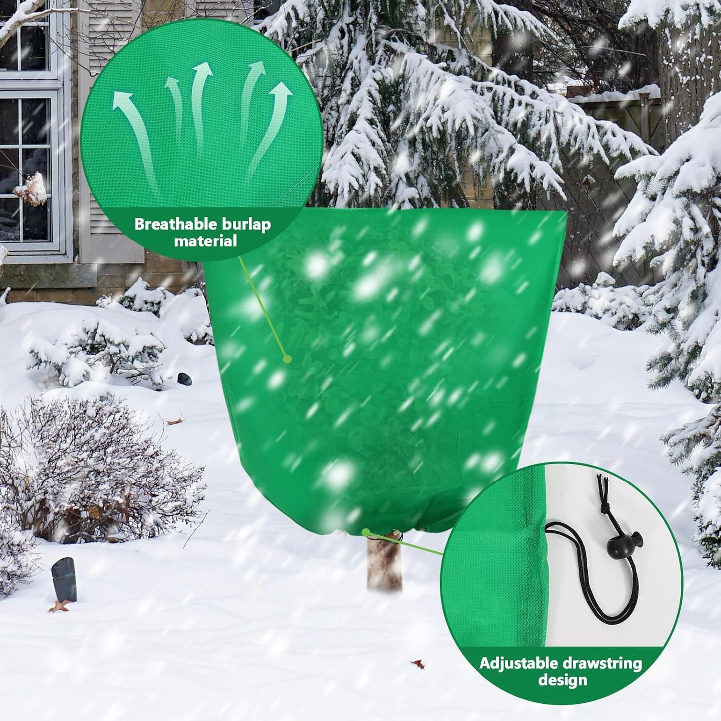 Svepndic 4 PCS Winter Plant Covers Freeze Protection,39X39 Reusable Plant Protector Bag with Drawstring,Winter Plants Jacket Warm Shrubs Cover Blanket Frost Protection for Outdoor Garden Plants