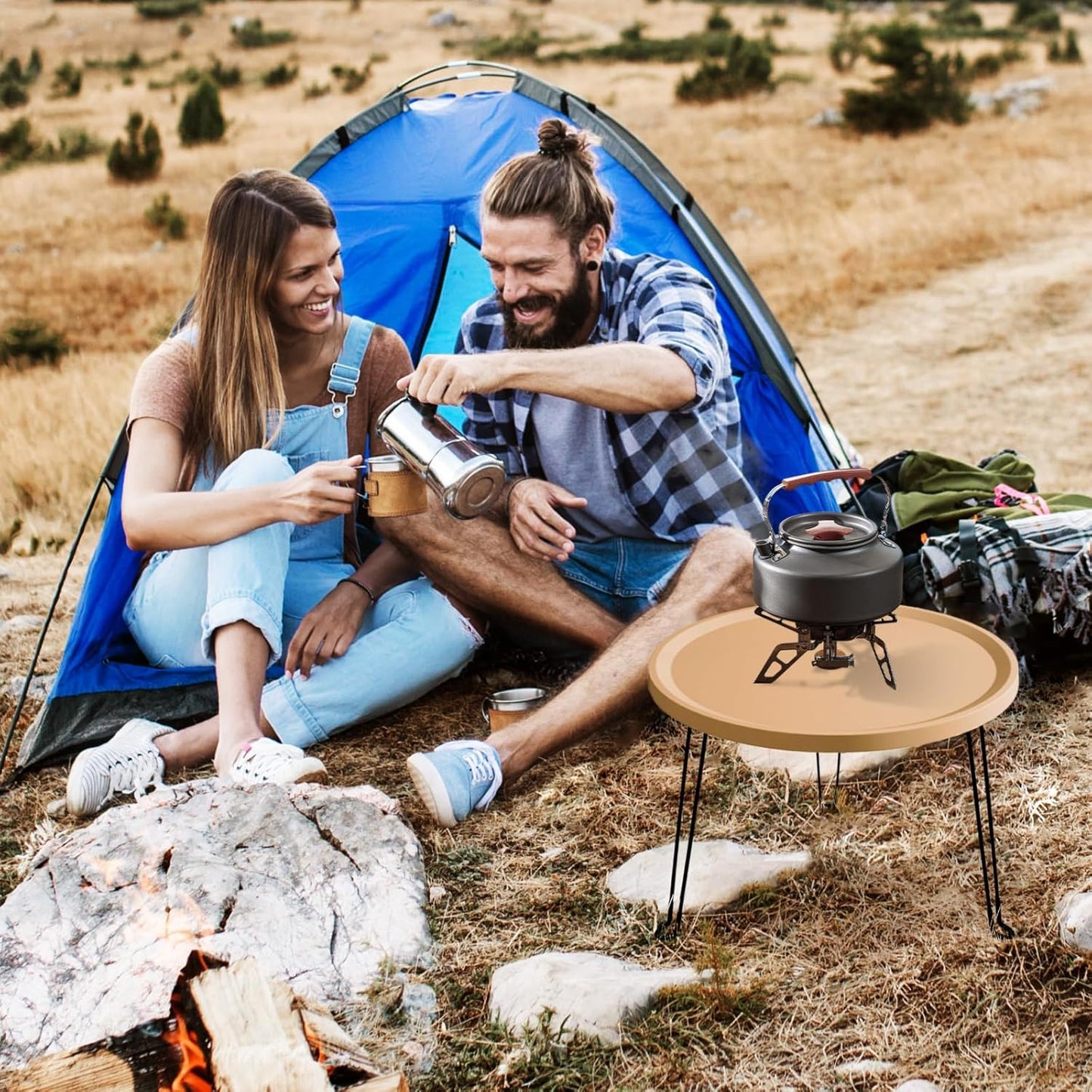 Home or Outdoor Multi-Functional Folding Portable Space-Saving Table (Brown)