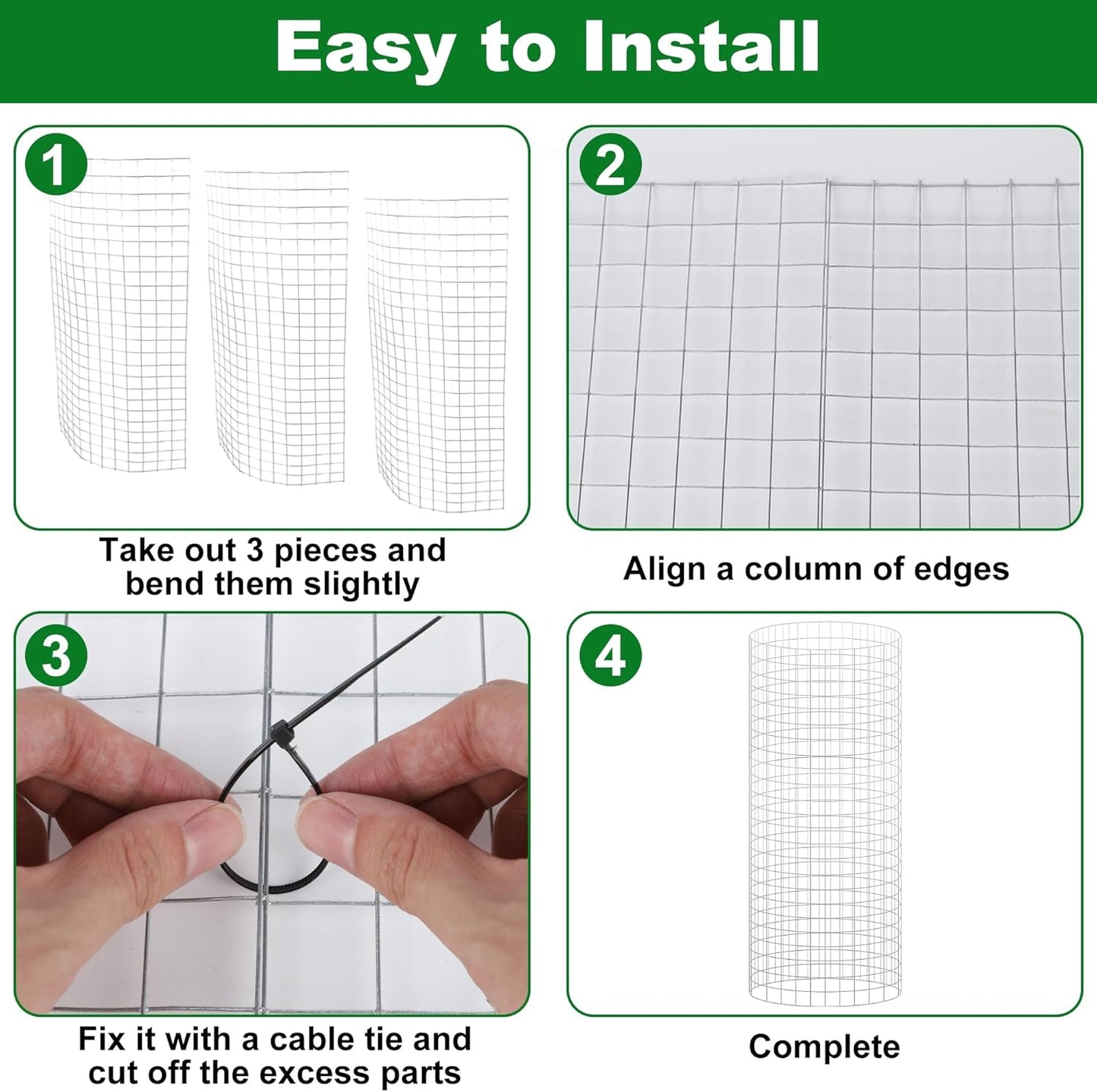 winemana 12 Set Garden Plant Protector Cage, 16x12 in Metal Wire Protectors for Plants, Protection Cages with Stakes & Nylon Ties, Animals Barrier to Keep Rabbit & Chicken Away from Flower Vegetables