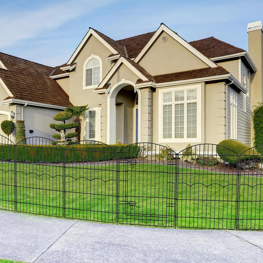 Decorative Garden Fence 12 Panels 29.6ft(L)×38in(H) No Dig Animal Barrier Fencing with 11 Panels + 1 Gate, Metal Garden Fences Rustproof Wire Border Temporary Dog Fence for Patio Yard Outdoor