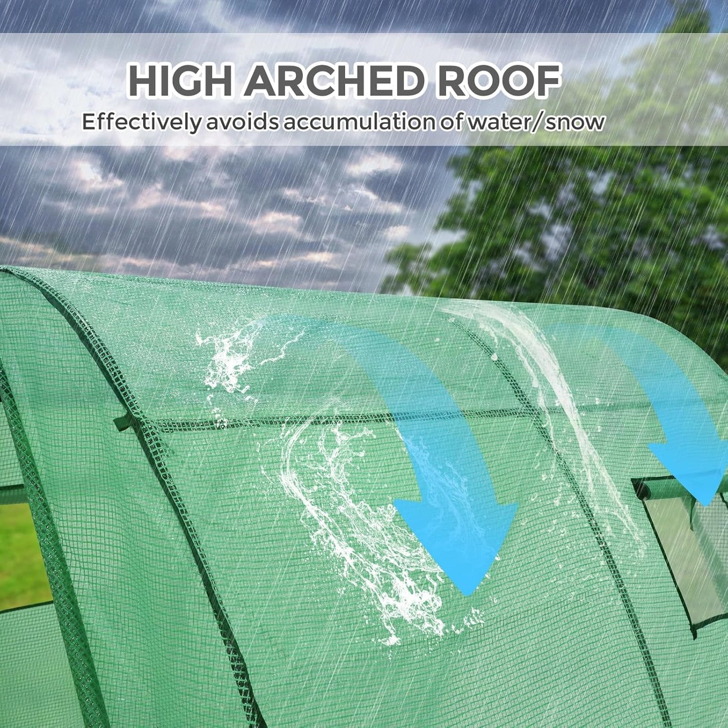 EAGLE PEAK Tunnel Greenhouse Garden Green House with Zippered Door and 2 Roll-up Side Windows, 70.9"x70.9"x78.7", Clear/Green