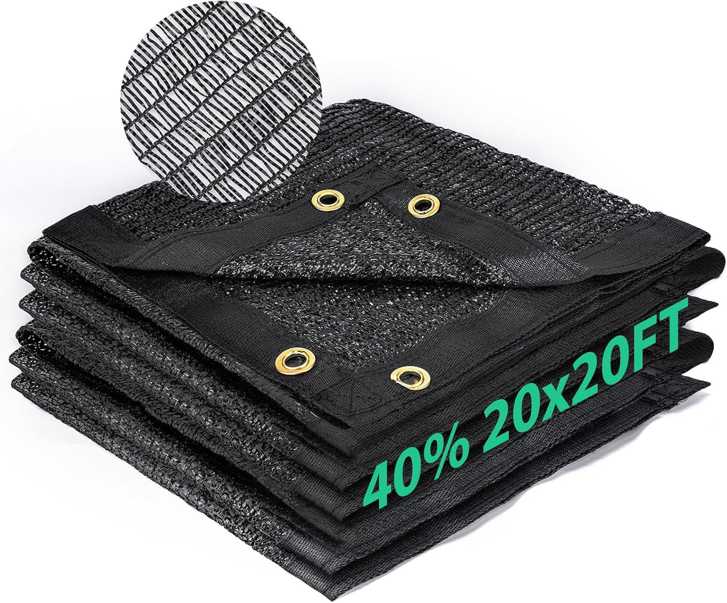 Kesfitt Garden 40% Shade Cloth, Resistant Sun Shade Net 20x20FT Mesh Tarp with HDPE Material and Reinforced Grommets Shade Trap for Greenhouse, Plant, Pergola, and Backyard Patio Sunshade