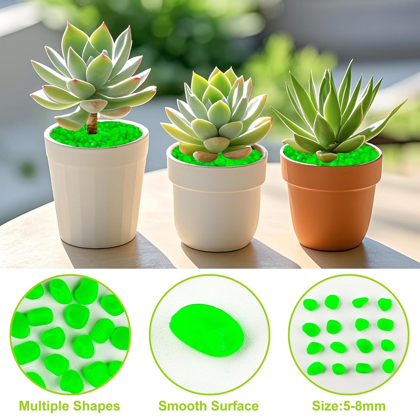 3000pc Glow in Dark Pebbles Glowing Rocks for Garden Outdoor Glow in The Dark Garden Stones Green Fish Tank Rocks Aquarium Rocks Glowing Rocks Outdoor for Driveway Walkway,Green