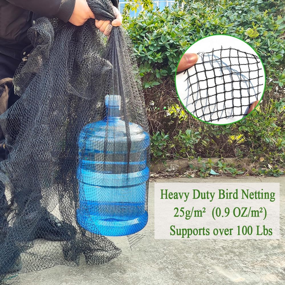 Woven Bird Netting 20X20 FT, 1/2" Mesh, Strong Bird Net Protect Fruit Trees, Blueberry, Vegetables, Strawberry Plants, Garden Netting Pest Barrier, Against Deer, Squirres, Small Critters