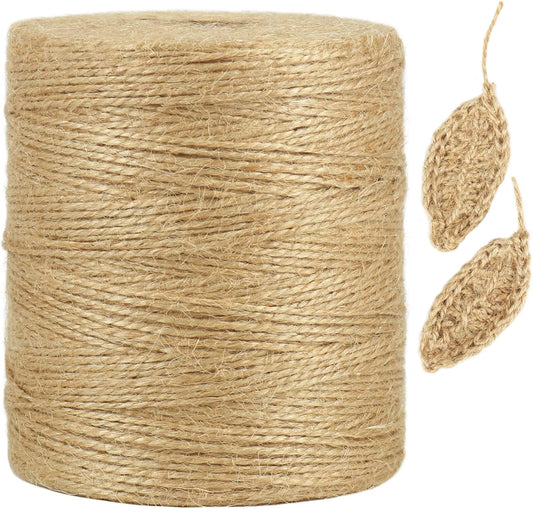 Tenn Well 1500 Feet Natural Jute Twine, 1mm Thin Brown Twine String for Crafts, Crocheting, Gift Wrapping, Gardening and Christmas Decorations