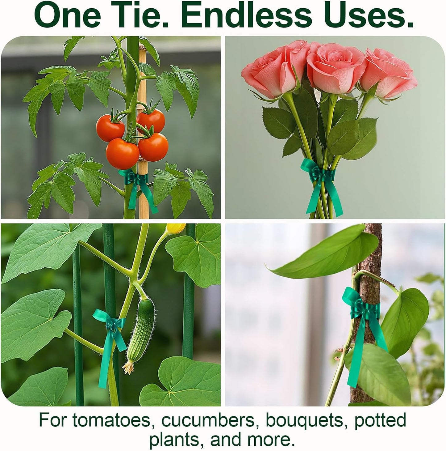 2 Rolls Plant Tie Tape, 0.5 in × 197 ft Each (394 ft Total) – Soft Stretch PVC Garden Ties, Reusable Non-Adhesive, with Binder Clip & Mesh Storage Bag for Tomato, Vine, Flower & Tree Suppor