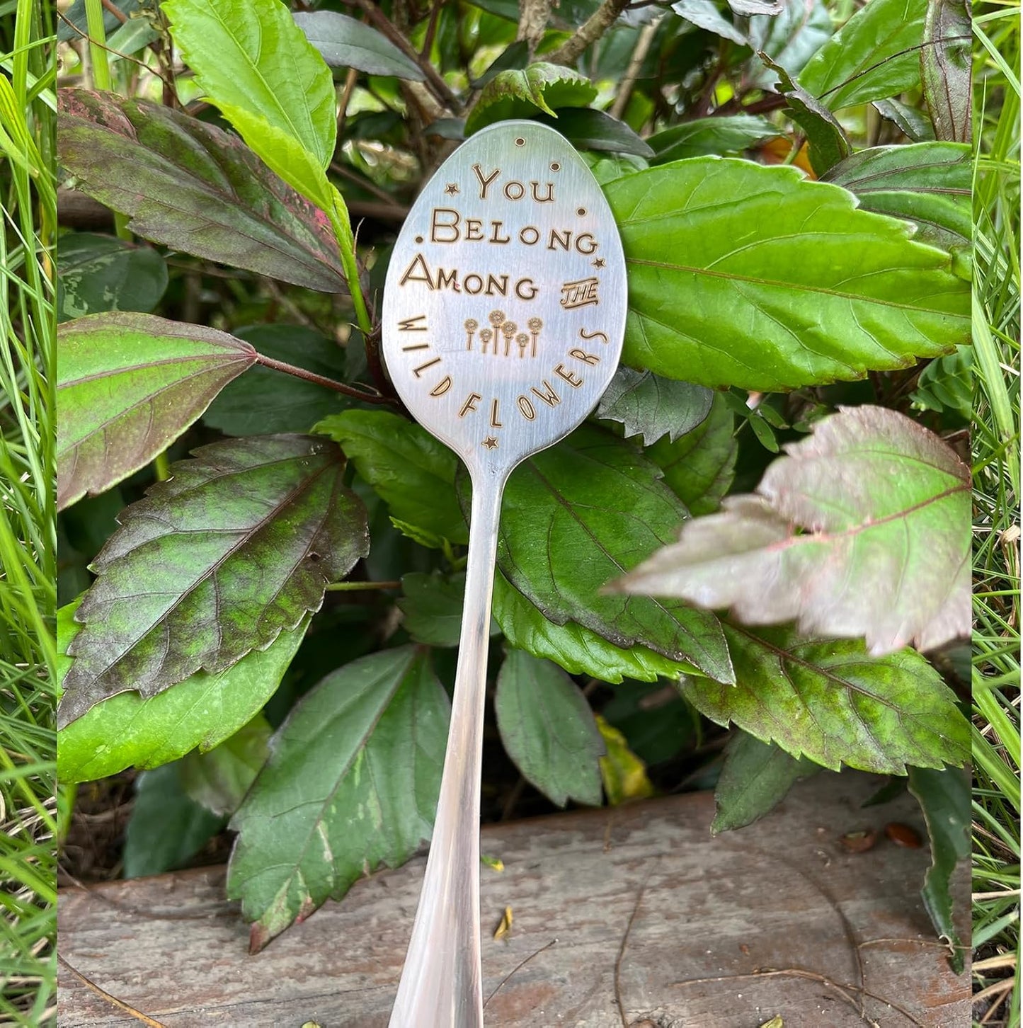 Garden Plant Marker Friendship Gift for Women Gardeners, Plant Stake Label Sign Tag Gardening Gifts for Woman Plant Lovers, Metal Garden Decoration (Among Flowers)