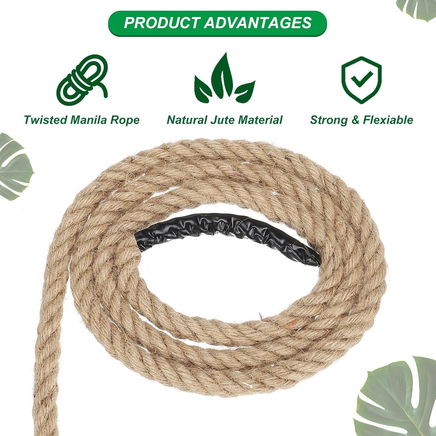 PATIKIL 1/2" x 165 ft Twisted Manila Rope Jute Ropes Natural Thick Jute Twine Burlap for Docks Railings Bundling Craft Tug of War Decorating