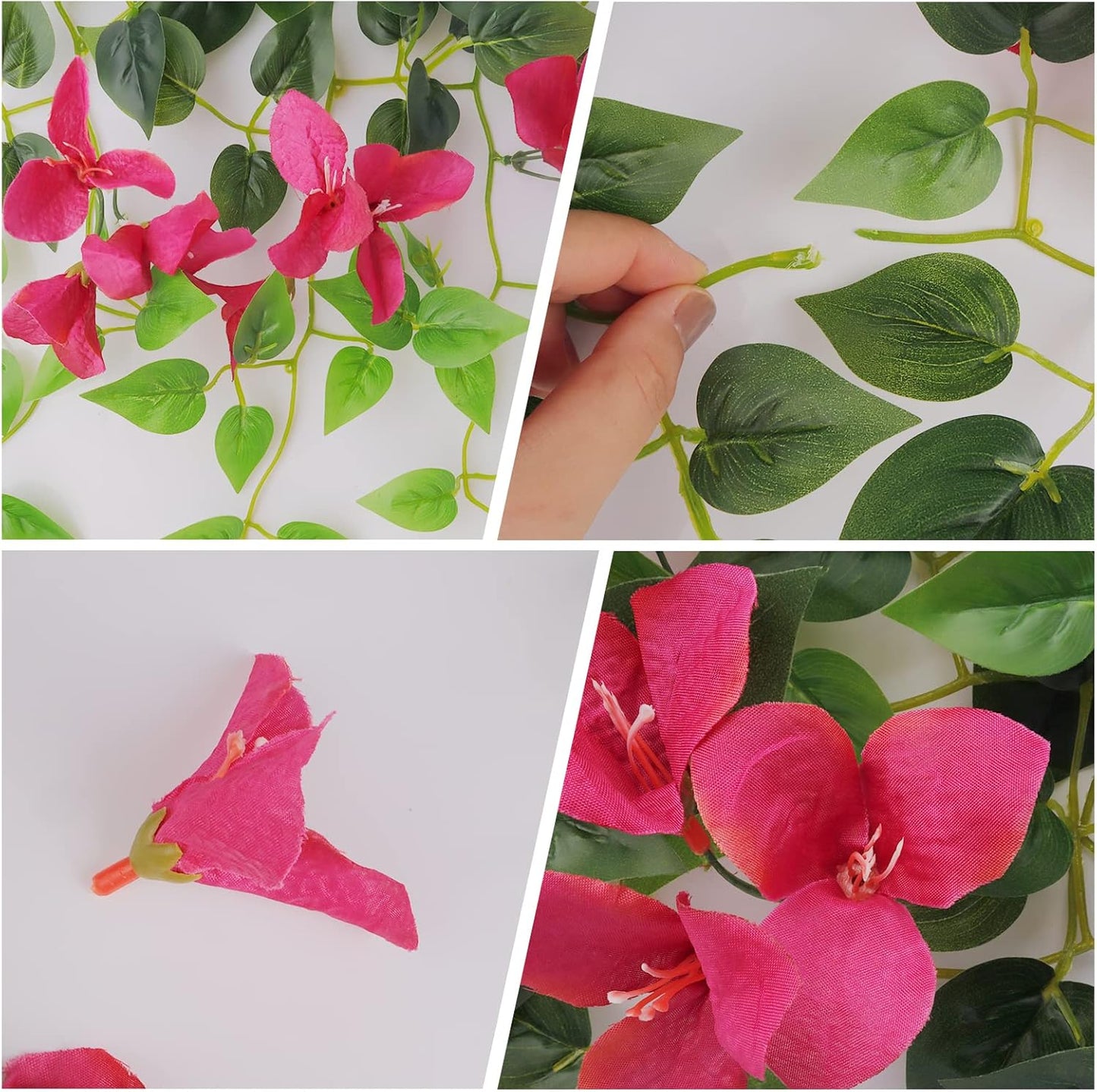 Fake Hanging Flowers Plants Bougainvillea Artificial,UV Resistant Faux Silk Flower Fabric Vine for Indoor Outdoor Garden Porch Eave Fence Wedding Wall Spring Summer Decor