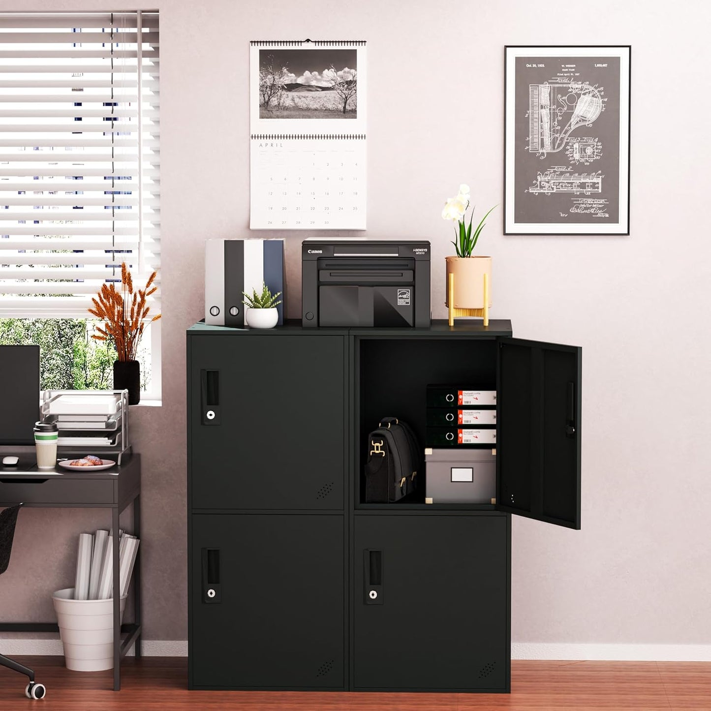 2 Door Vertical Stackable Storage Cabinet with Lock,Anti-Failing Device, Metal Lcoker,Organizer for Office, Home, Gym, School,Employee,Kids. (2D-Black)